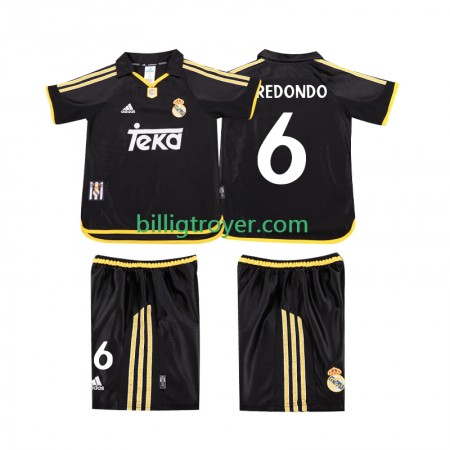 Billige Fotballdrakter Real Madrid REDONDO 6 1999 2001 Barn Retro Bortedraktsett Kortermet